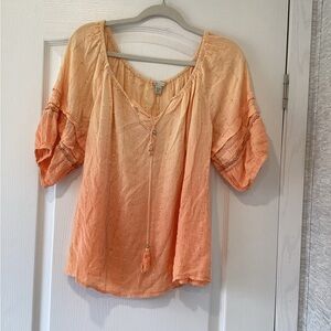 Cato Peach Ombre Tassel Peasant Top 14/16W EUC